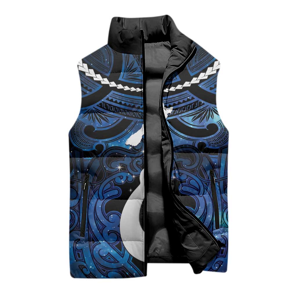 Personalized Maori Matariki Hei Matau Sleeveless Puffer Jacket Maori Kowhaiwhai Pattern Galaxy LT01 - Polynesian Pride