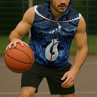 Personalized Maori Matariki Hei Matau Sleeveless Zip Hoodie Maori Kowhaiwhai Pattern Galaxy LT01 - Polynesian Pride