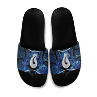 Maori Matariki Hei Matau Slide Sandals Maori Kowhaiwhai Pattern Galaxy