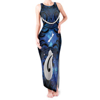 Personalized Maori Matariki Hei Matau Tank Maxi Dress Maori Kowhaiwhai Pattern Galaxy LT01 Women Blue - Polynesian Pride