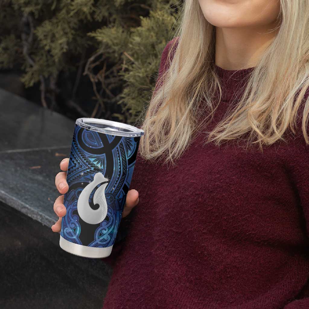 Personalized Maori Matariki Hei Matau Tumbler Cup Maori Kowhaiwhai Pattern Galaxy