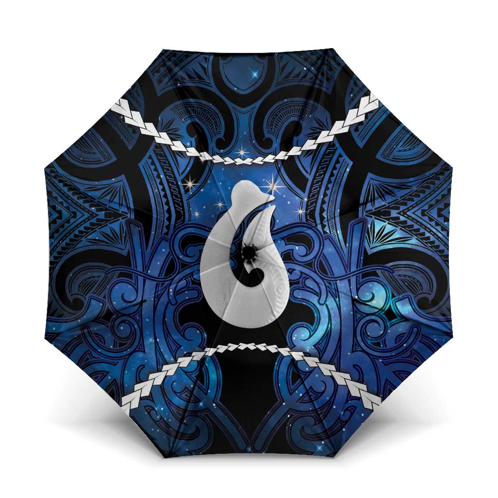 Maori Matariki Hei Matau Umbrella Maori Kowhaiwhai Pattern Galaxy LT01 One Size Folded 11.42 inch Opened Diameter 37.4 inch Blue - Polynesian Pride
