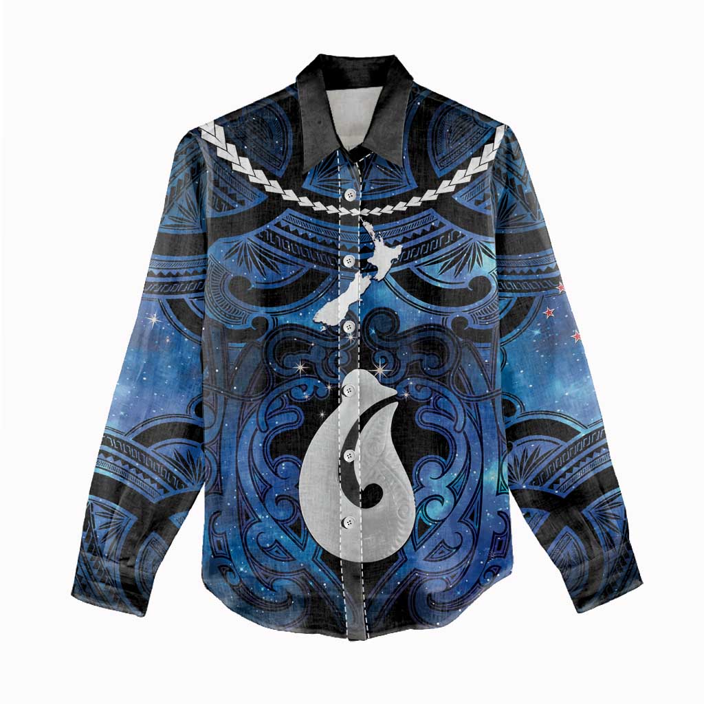 Personalized Maori Matariki Hei Matau Women Casual Shirt Maori Kowhaiwhai Pattern Galaxy LT01 - Polynesian Pride