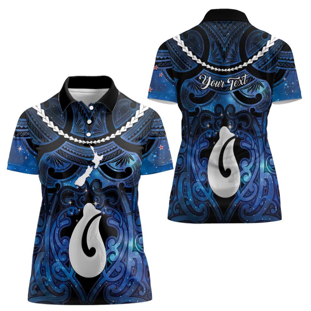 Personalized Maori Matariki Hei Matau Women Polo Shirt Maori Kowhaiwhai Pattern Galaxy LT01 - Polynesian Pride