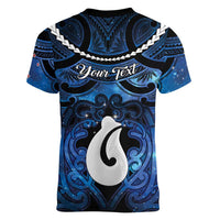 Personalized Maori Matariki Hei Matau Women V-Neck T-Shirt Maori Kowhaiwhai Pattern Galaxy LT01 - Polynesian Pride