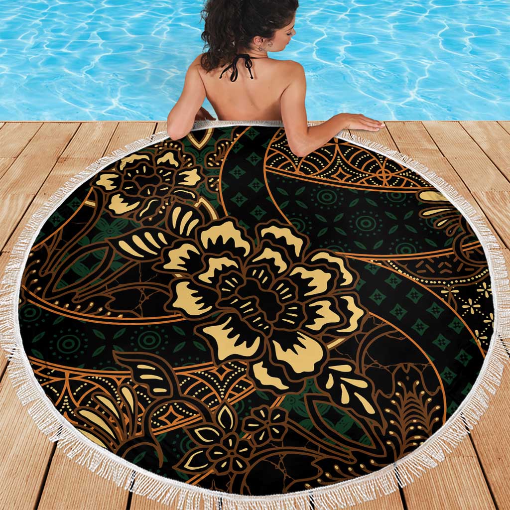 Indonesian Batik Pattern Vintage Brown Beach Blanket LT01 - Polynesian Pride