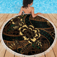 Indonesian Batik Pattern Vintage Brown Beach Blanket LT01 - Polynesian Pride