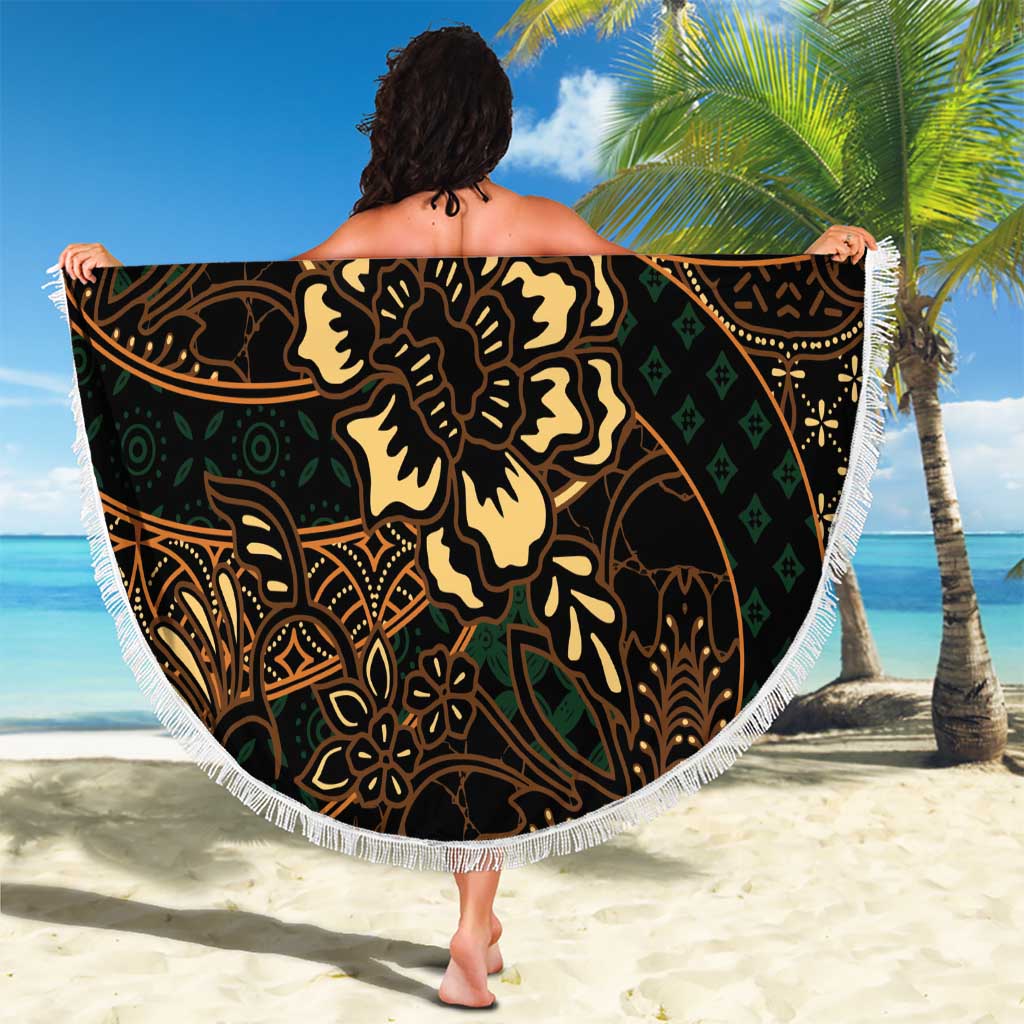 Indonesian Batik Pattern Vintage Brown Beach Blanket LT01 - Polynesian Pride