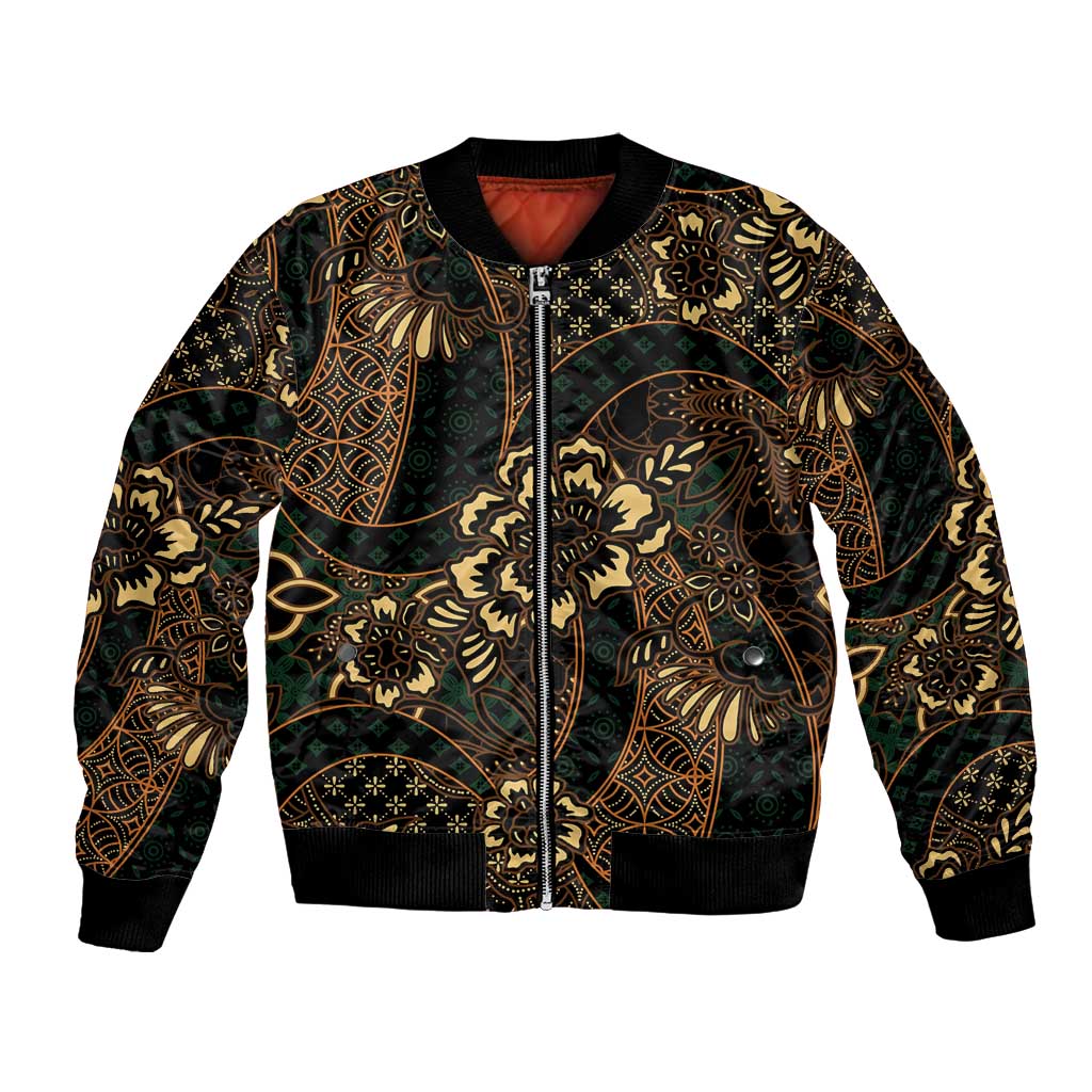 Indonesian Batik Pattern Vintage Brown Bomber Jacket