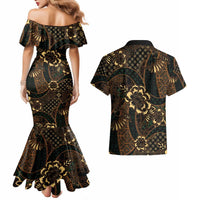 Indonesian Batik Pattern Vintage Brown Couples Matching Mermaid Dress and Hawaiian Shirt LT01 - Polynesian Pride
