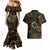 Indonesian Batik Pattern Vintage Brown Couples Matching Mermaid Dress and Hawaiian Shirt