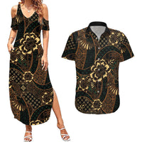 Indonesian Batik Pattern Vintage Brown Couples Matching Summer Maxi Dress and Hawaiian Shirt LT01 Brown - Polynesian Pride