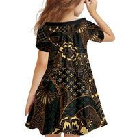 Indonesian Batik Pattern Vintage Brown Family Matching Off Shoulder Short Dress and Hawaiian Shirt LT01 - Polynesian Pride