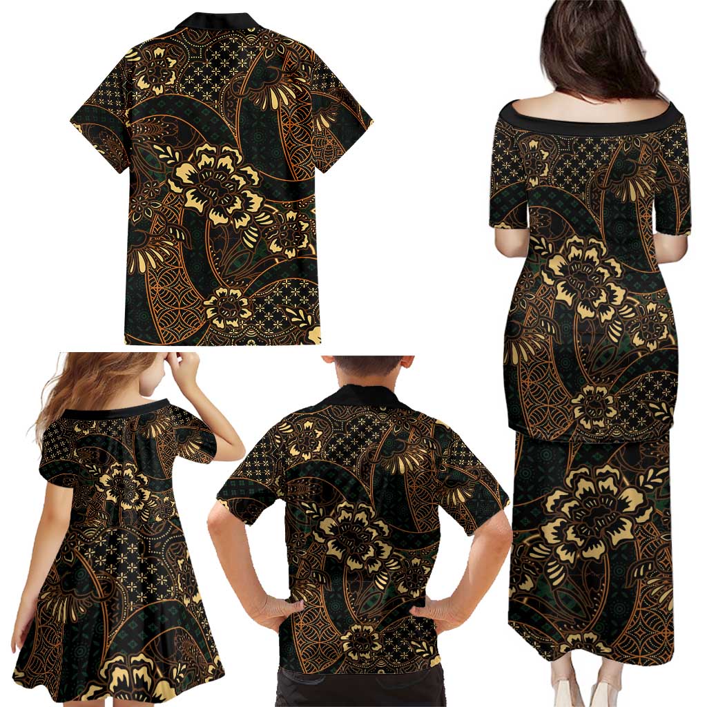 Indonesian Batik Pattern Vintage Brown Family Matching Puletasi and Hawaiian Shirt LT01 - Polynesian Pride