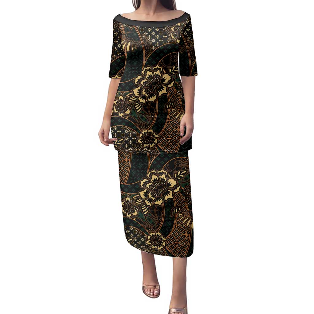Indonesian Batik Pattern Vintage Brown Family Matching Puletasi and Hawaiian Shirt LT01 Mom's Dress Brown - Polynesian Pride