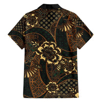 Indonesian Batik Pattern Vintage Brown Family Matching Summer Maxi Dress and Hawaiian Shirt