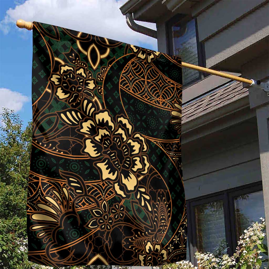 Indonesian Batik Pattern Vintage Brown Garden Flag