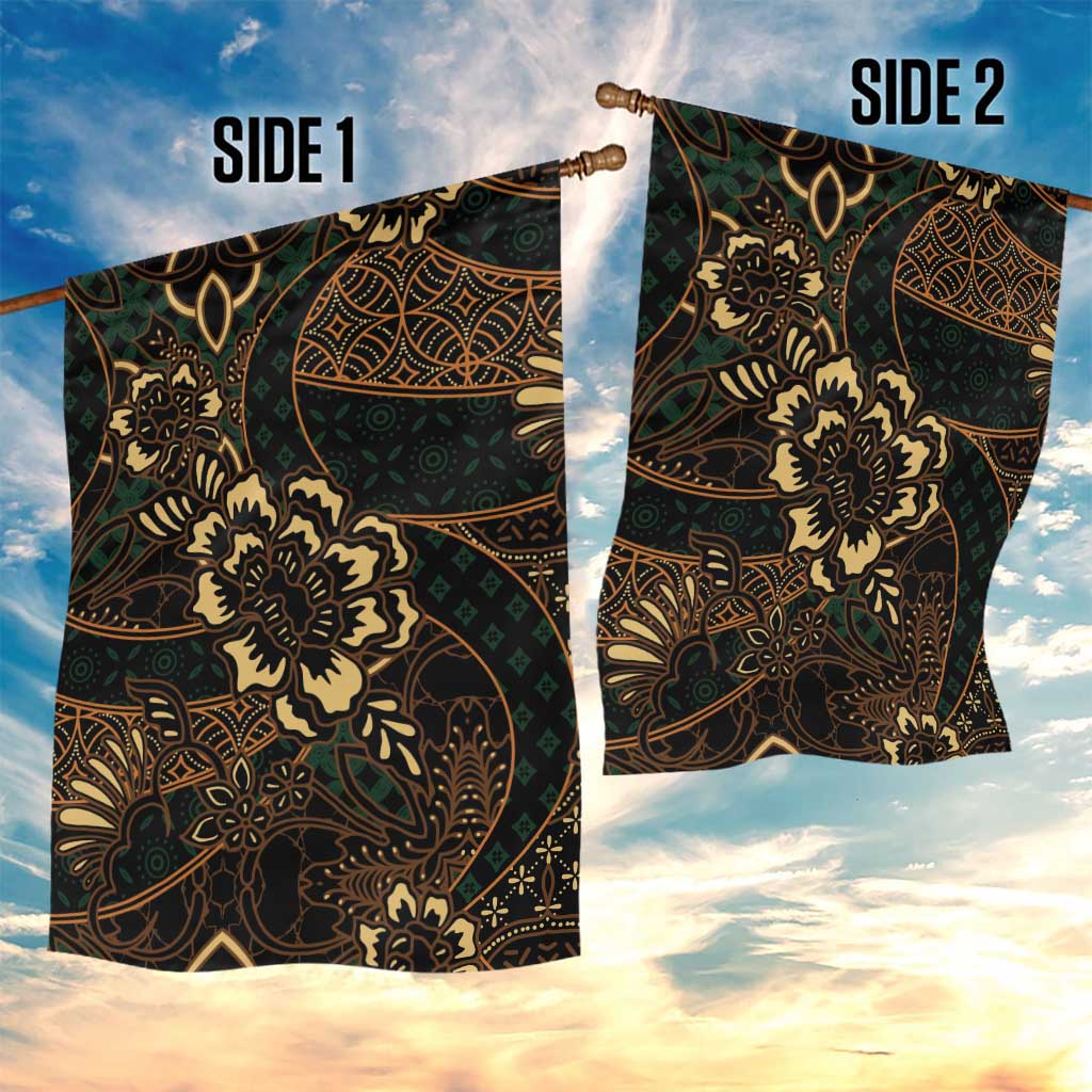 Indonesian Batik Pattern Vintage Brown Garden Flag