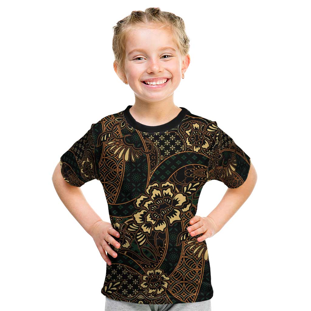 Indonesian Batik Pattern Vintage Brown Kid T Shirt