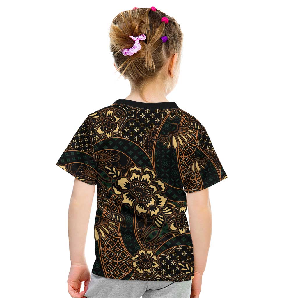 Indonesian Batik Pattern Vintage Brown Kid T Shirt