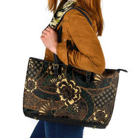 Indonesian Batik Pattern Vintage Brown Leather Tote Bag