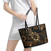 Indonesian Batik Pattern Vintage Brown Leather Tote Bag