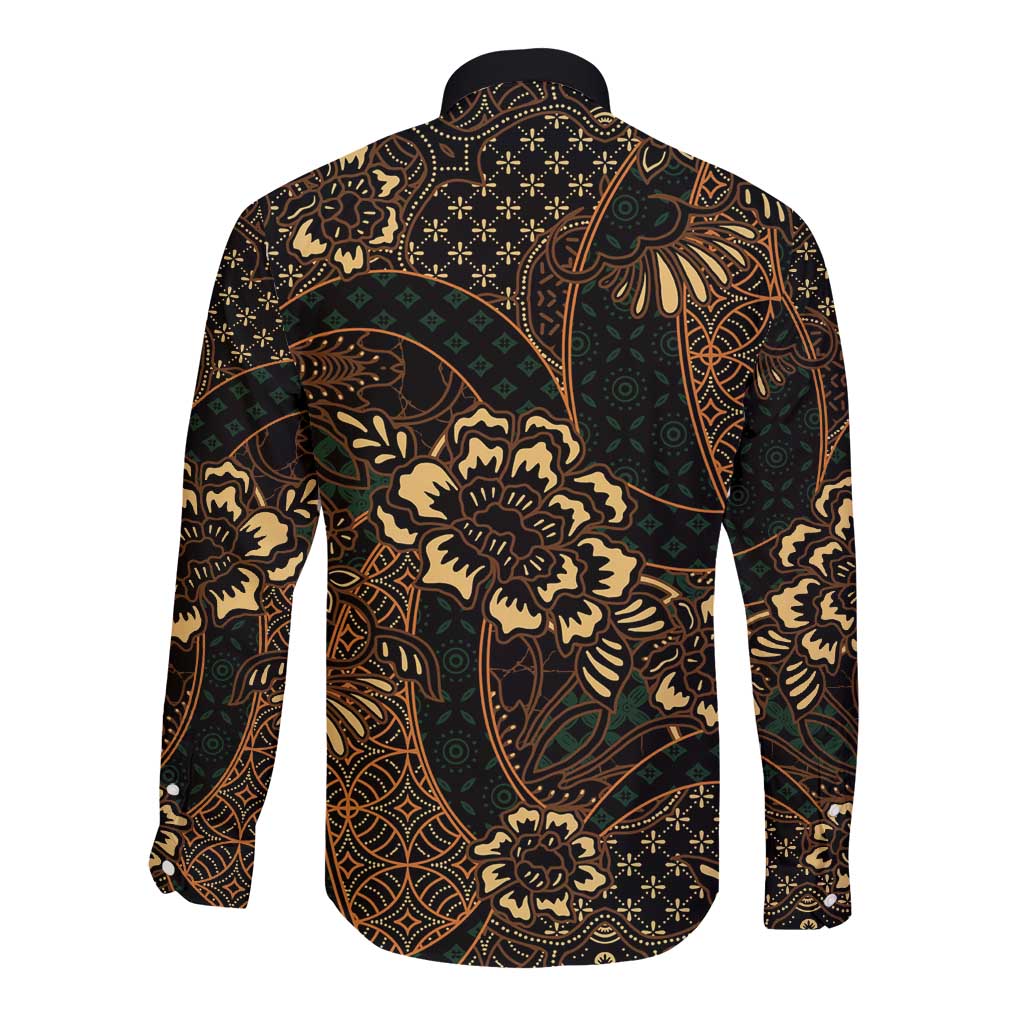 Indonesian Batik Pattern Vintage Brown Long Sleeve Button Shirt LT01 - Polynesian Pride