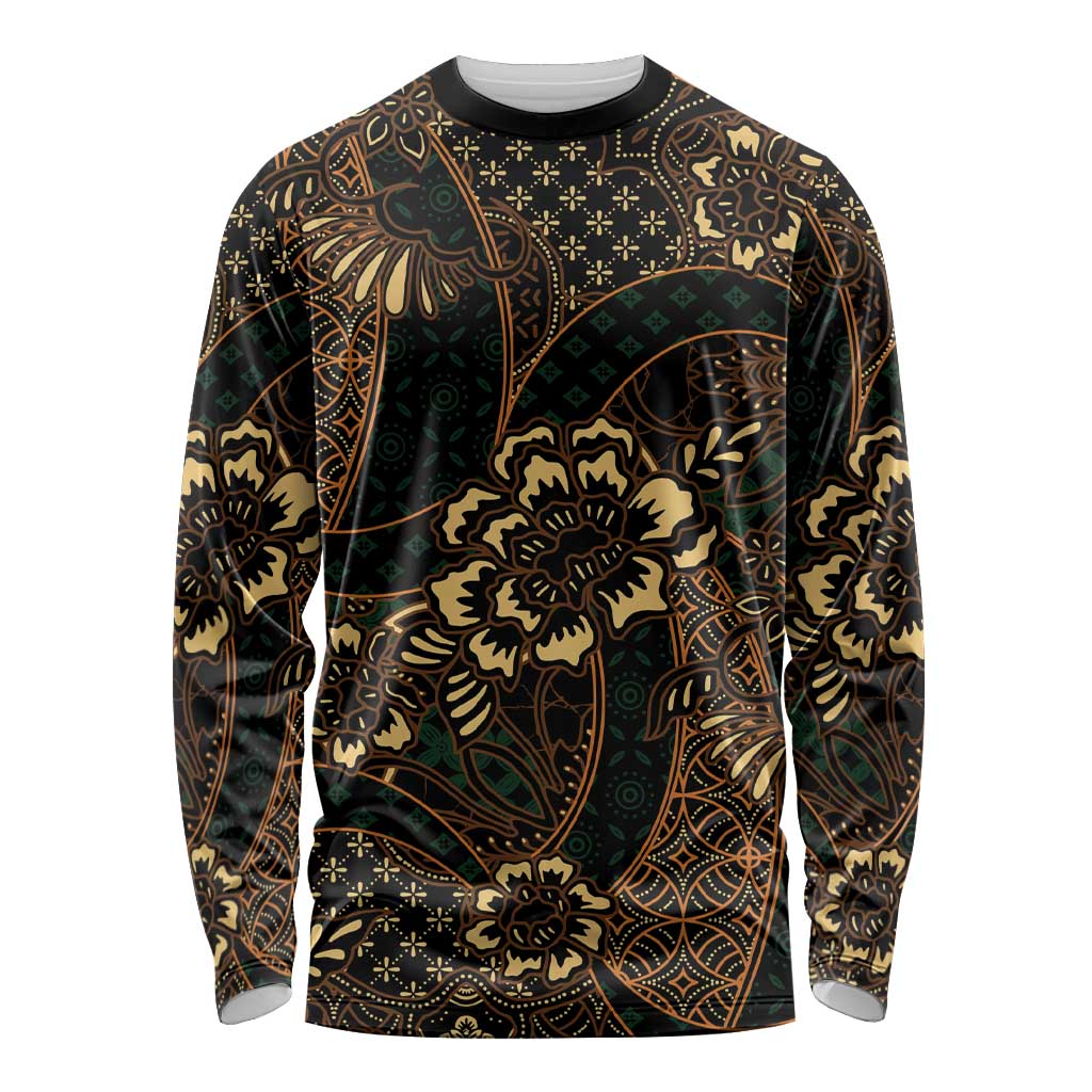 Indonesian Batik Pattern Vintage Brown Long Sleeve Shirt LT01 Unisex Brown - Polynesian Pride