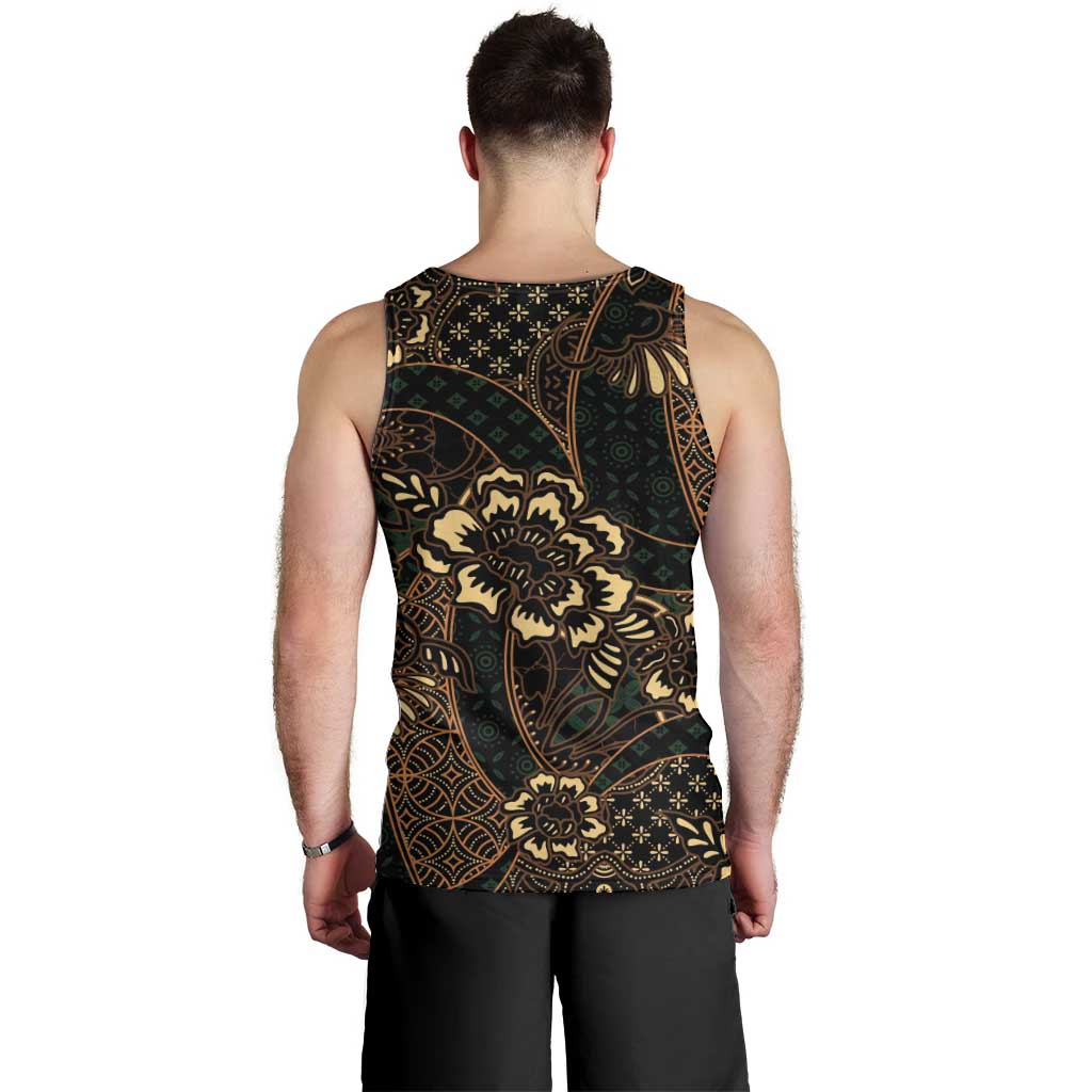 Indonesian Batik Pattern Vintage Brown Men Tank Top LT01 - Polynesian Pride