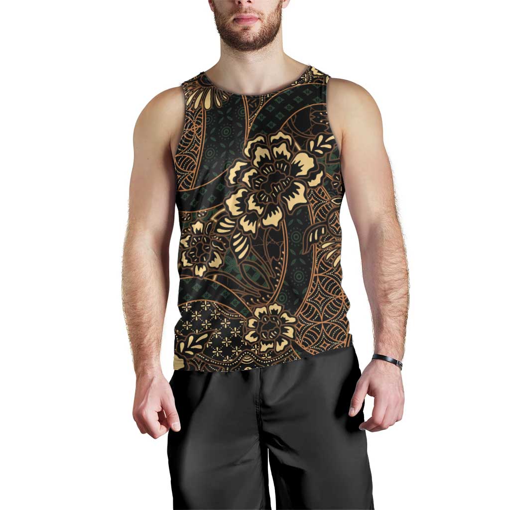 Indonesian Batik Pattern Vintage Brown Men Tank Top LT01 - Polynesian Pride