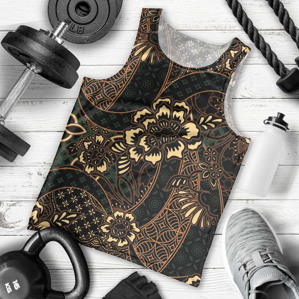 Indonesian Batik Pattern Vintage Brown Men Tank Top LT01 - Polynesian Pride