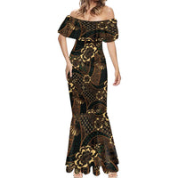 Indonesian Batik Pattern Vintage Brown Mermaid Dress