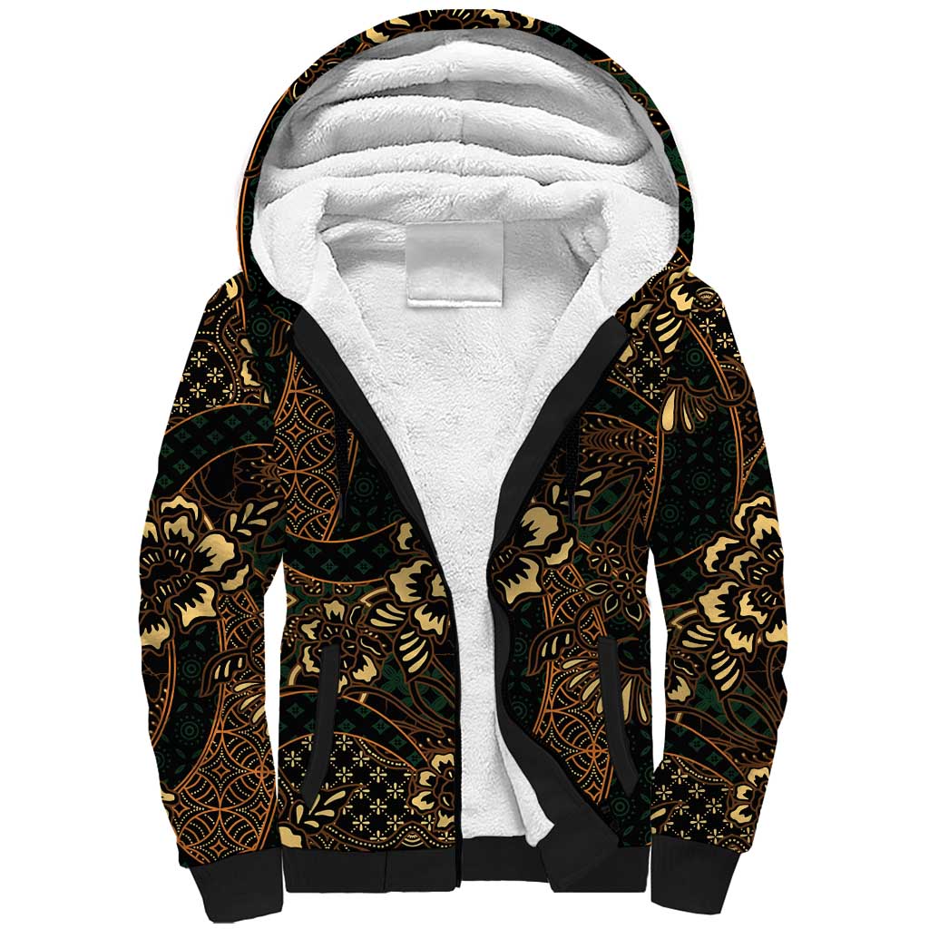 Indonesian Batik Pattern Vintage Brown Sherpa Hoodie LT01 Unisex Brown - Polynesian Pride