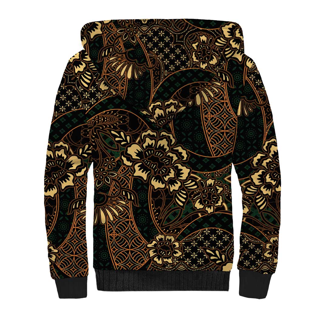 Indonesian Batik Pattern Vintage Brown Sherpa Hoodie LT01 - Polynesian Pride