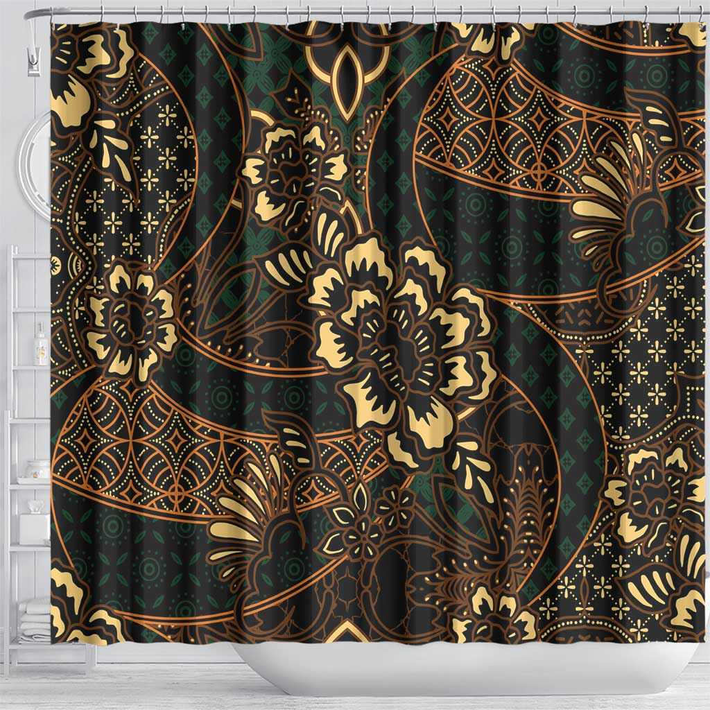 Indonesian Batik Pattern Vintage Brown Shower Curtain
