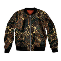 Indonesian Batik Pattern Vintage Brown Sleeve Zip Bomber Jacket