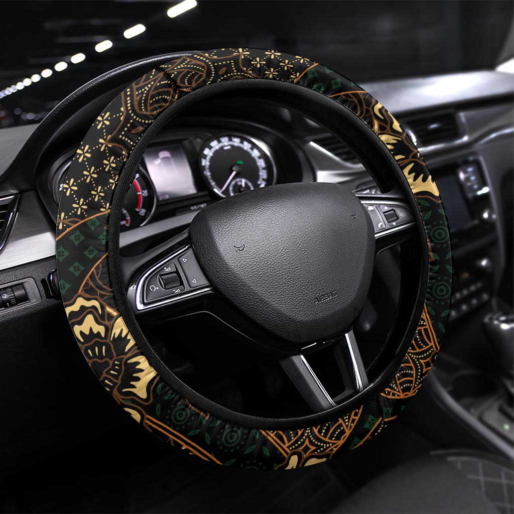 Indonesian Batik Pattern Vintage Brown Steering Wheel Cover LT01 Universal Fit Brown - Polynesian Pride