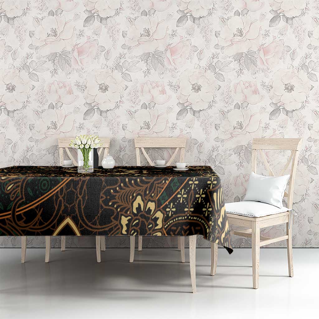 Indonesian Batik Pattern Vintage Brown Tablecloth