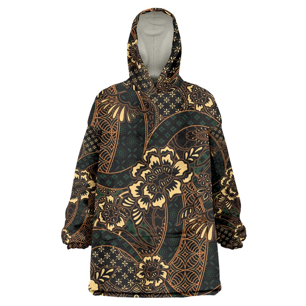 Indonesian Batik Pattern Vintage Brown Wearable Blanket Hoodie LT01 One Size Brown - Polynesian Pride