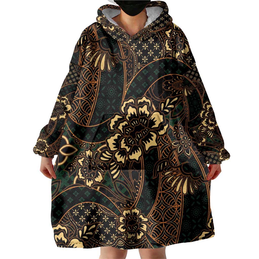 Indonesian Batik Pattern Vintage Brown Wearable Blanket Hoodie LT01 - Polynesian Pride