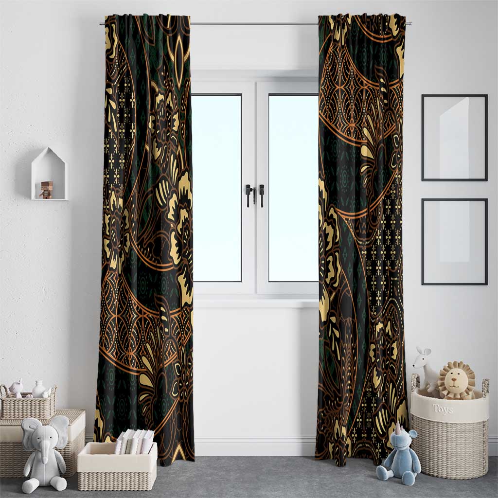 Indonesian Batik Pattern Vintage Brown Window Curtain