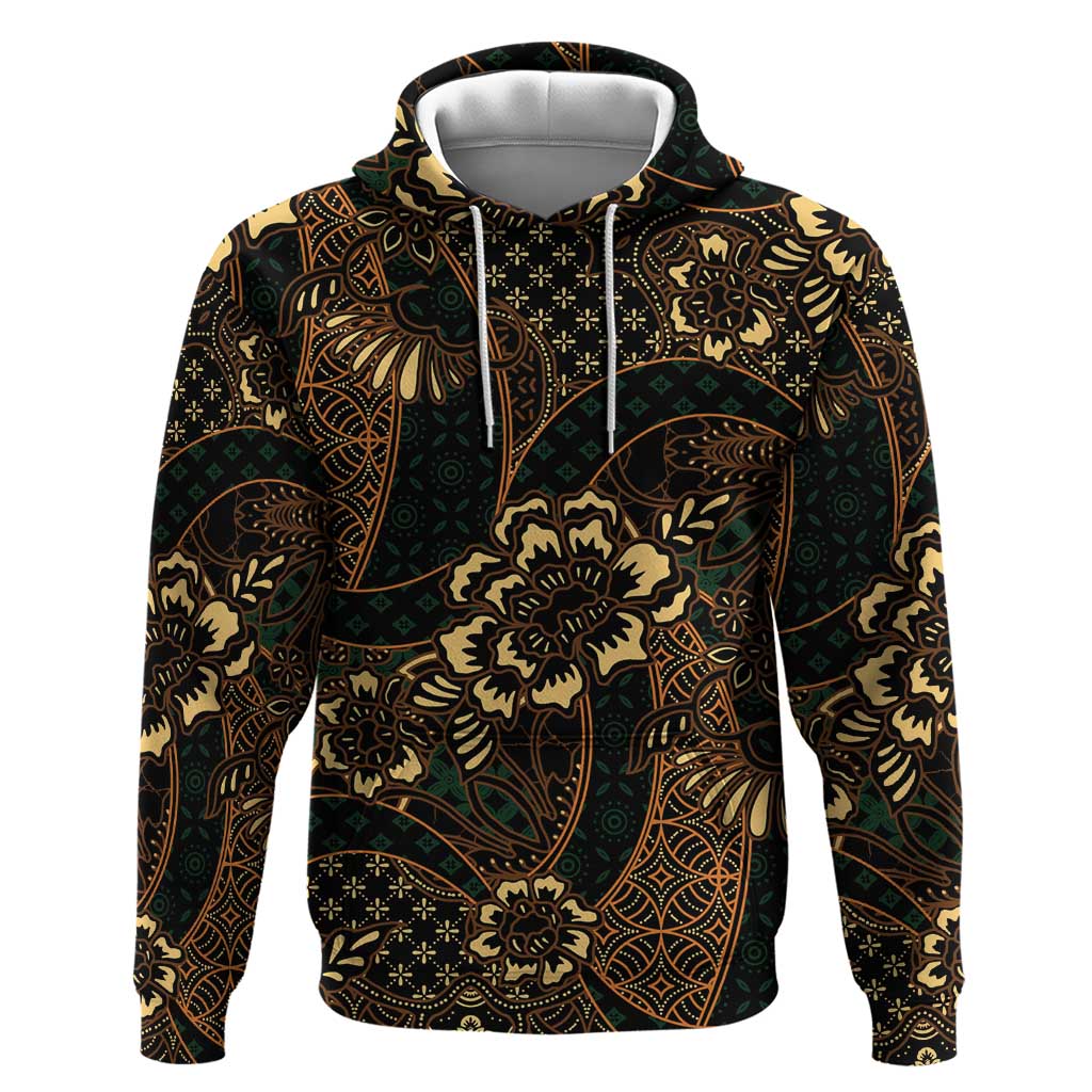 Indonesian Batik Pattern Vintage Brown Zip Hoodie