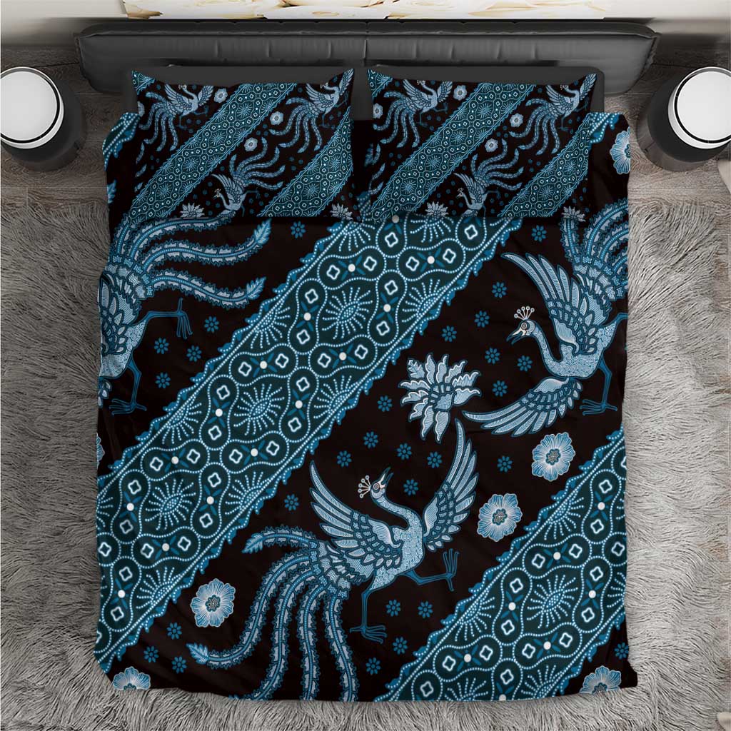 Indonesia Batik Pattern Bedding Set Blue Version