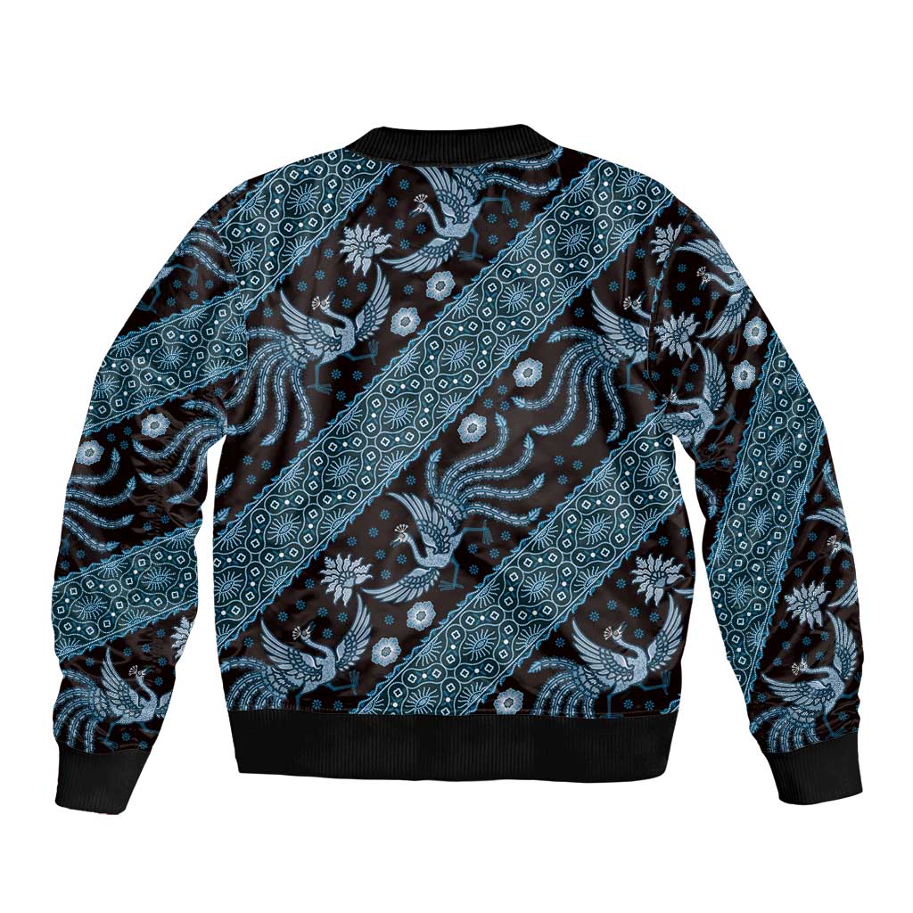 Indonesia Batik Pattern Bomber Jacket Blue Version