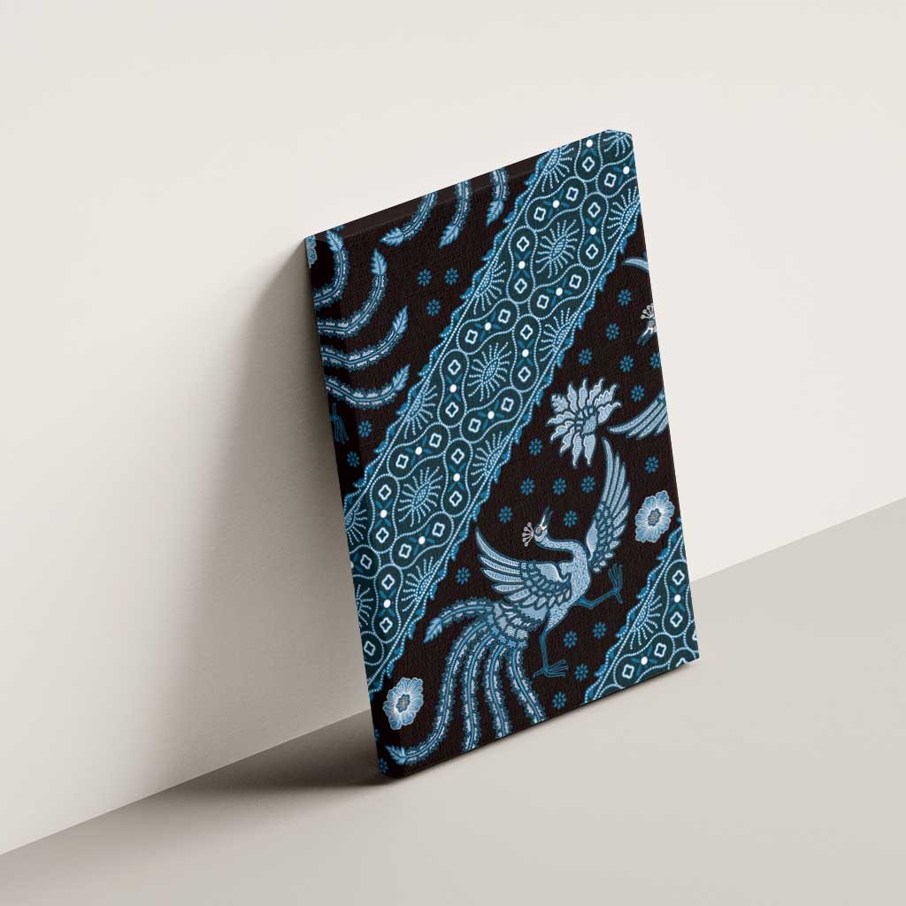Indonesia Batik Pattern Canvas Wall Art Blue Version