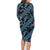 Indonesia Batik Pattern Family Matching Long Sleeve Bodycon Dress and Hawaiian Shirt Blue Version