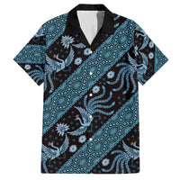 Indonesia Batik Pattern Family Matching Off The Shoulder Long Sleeve Dress and Hawaiian Shirt Blue Version LT01 Dad's Shirt - Short Sleeve Blue - Polynesian Pride