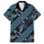 Indonesia Batik Pattern Family Matching Off The Shoulder Long Sleeve Dress and Hawaiian Shirt Blue Version