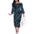 Indonesia Batik Pattern Family Matching Off The Shoulder Long Sleeve Dress and Hawaiian Shirt Blue Version