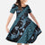 Indonesia Batik Pattern Family Matching Off Shoulder Maxi Dress and Hawaiian Shirt Blue Version